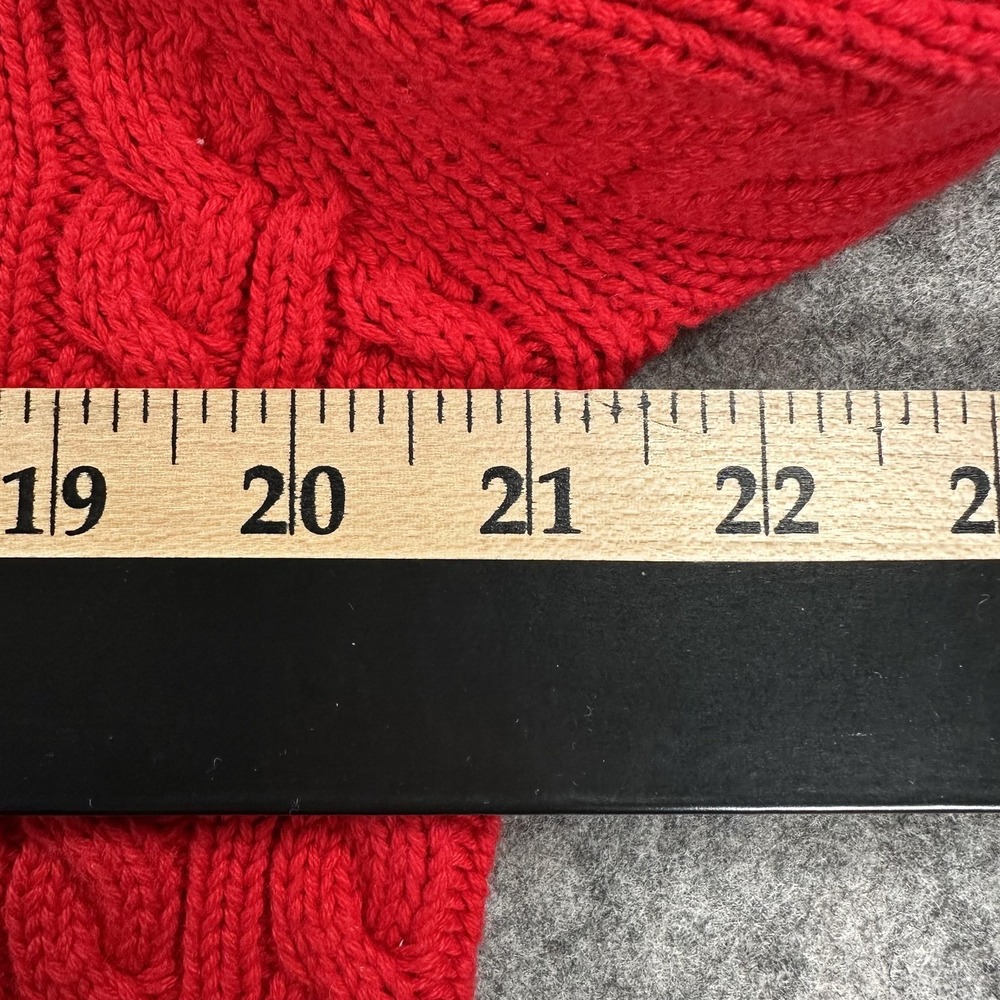 Lauren Ralph Lauren Sweater Womens Medium Red Cable Knit Cotton Crest Old Money - Picture 8 of 13